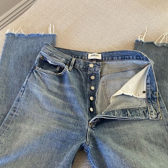 Agolde 90s High Rise Loose Fit Distressed Jeans – Button Fly – Size 29 - Picture 4 of 7